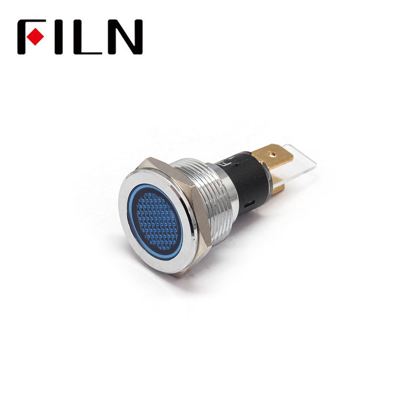 19mm Flat Yellow Indicator Light With Reflector Blue