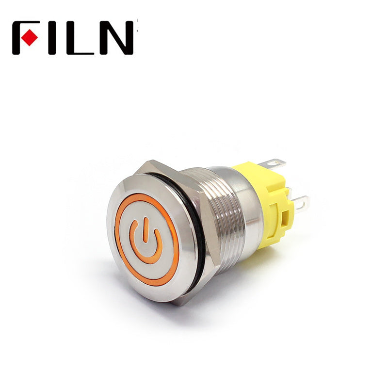 19MM 3V White LED Latching Metal Push Button Switch Circuit Orange