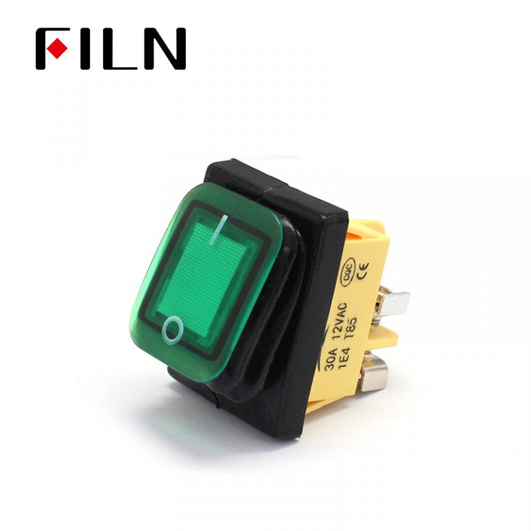 220V 15A Green LED Screw Feet 4PIN Illuminated Rocker Switch Parts