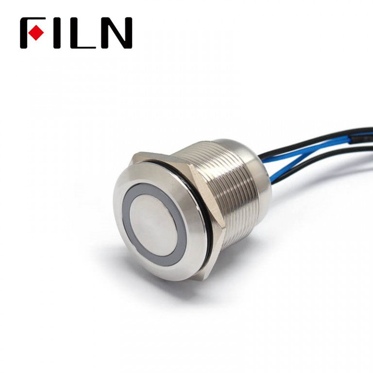 22mm 10A IP68 Blue Momentary 4 Pole Push Button Switch Grey