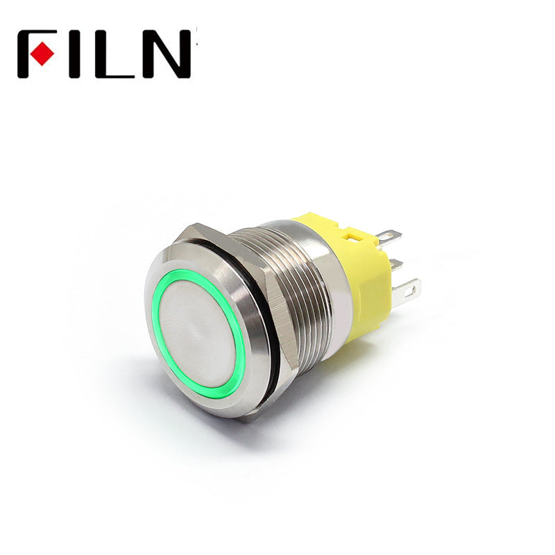 22MM  110V LED illuminated Latching Red Push Button Switch Green