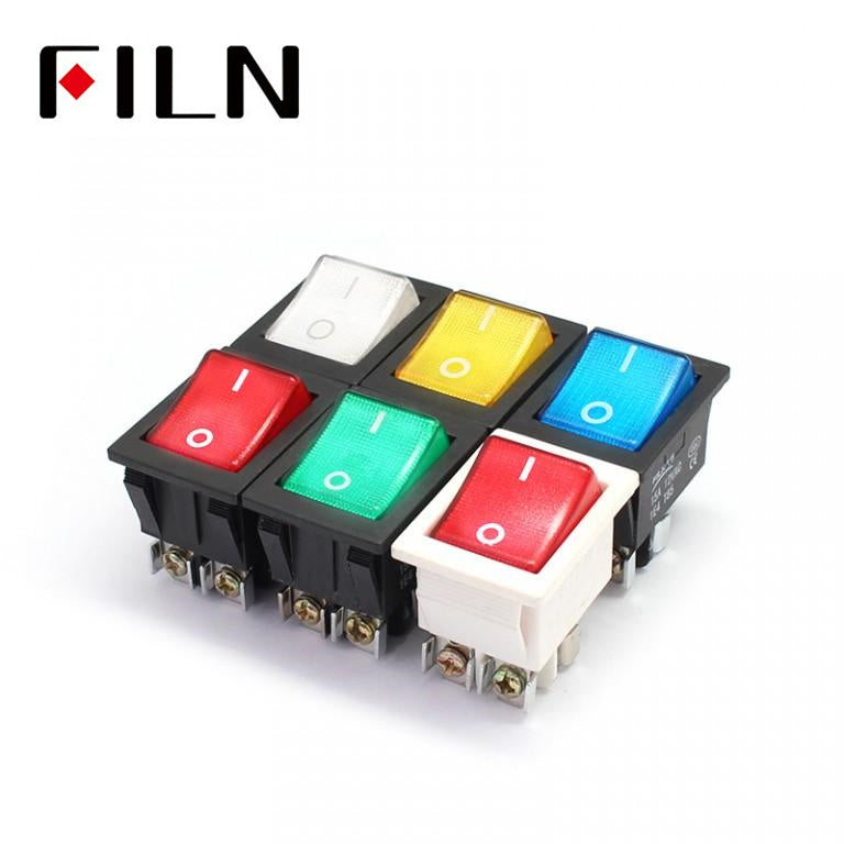 FILN 12V 250V Bule LED Screw Feet KCD4 Boat Rocker Switch