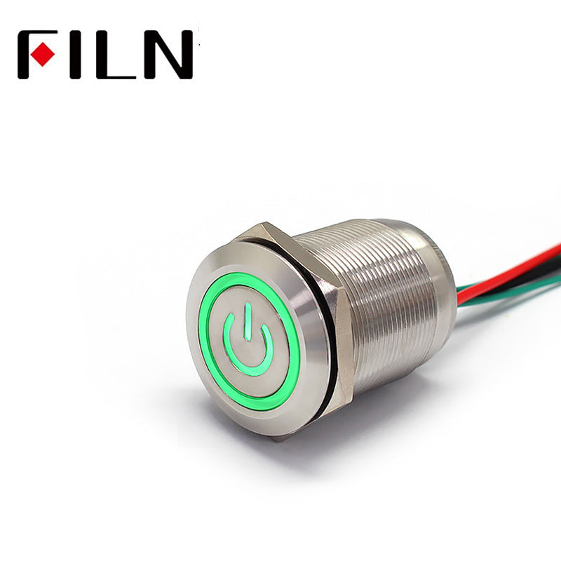 25MM 3A Waterproof Metal Push Button Switch Green