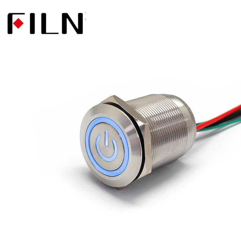 25MM 3A Waterproof Metal Push Button Switch Blue