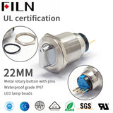 22MM LED Metal Rotary Latching 2 Step Push Button Switch