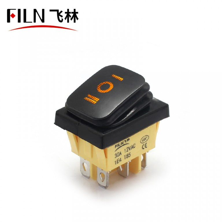 FILN Red 15A KCD4 380V 6PIN IP68 3 Position Rocker Switches In Sale