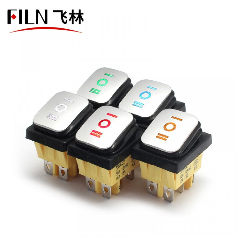 FILN Red 15A KCD4 380V 6PIN IP68 3 Position Rocker Switches Best Price