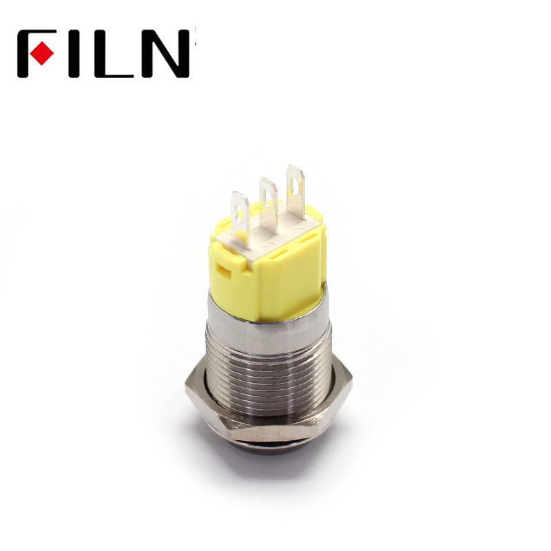 FILN 16mm High head hot sale NO LED Metal Push Button Switch Long type latching switch with 3 pins Price