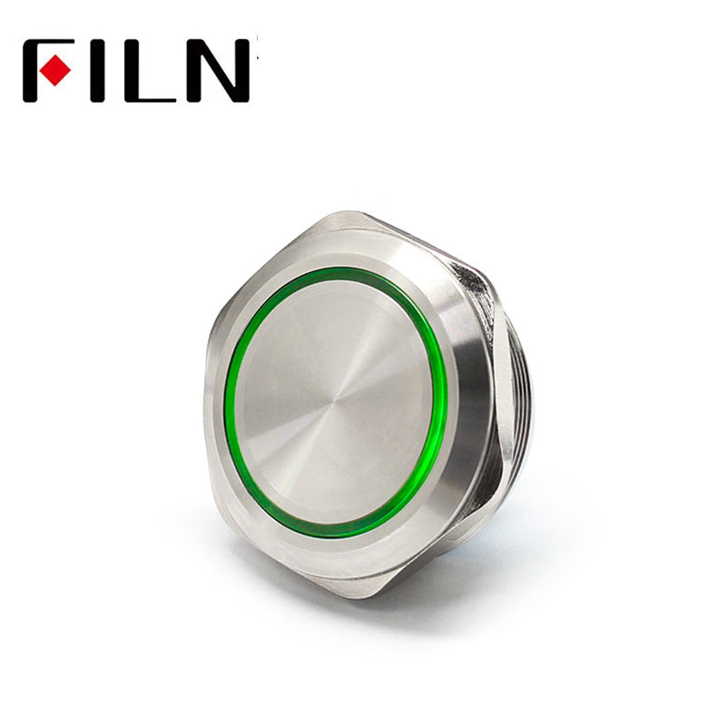 40MM 8PIN IP67 Metal Ring Push Button Switch With Light Green