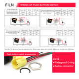 FILN Twin Metal Symbol Push Button Switches with 12V LED Light, Momentary/Latching Option, and 185 Symbol Options Available