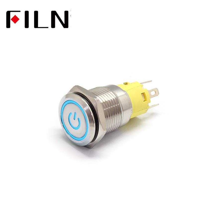 Filn 16mm 6V 12V 110V 220V LED waterproof Push Button Switch with Power symbol High Quality