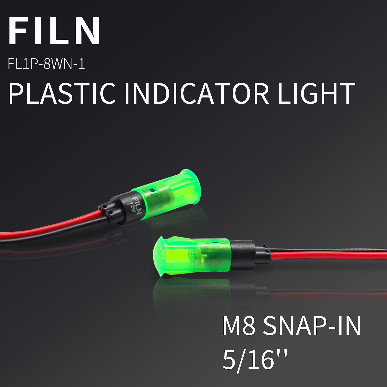 8MM 12V Clip-on LED Plastic White Indicator Light