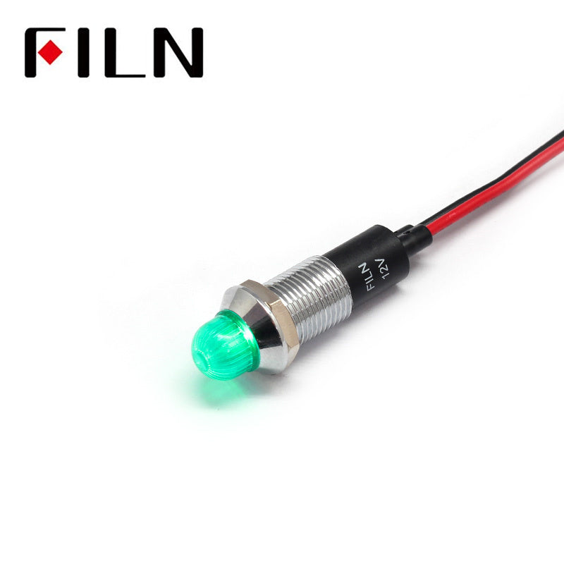 12MM metal Audio equipment 220v white indicator light Green