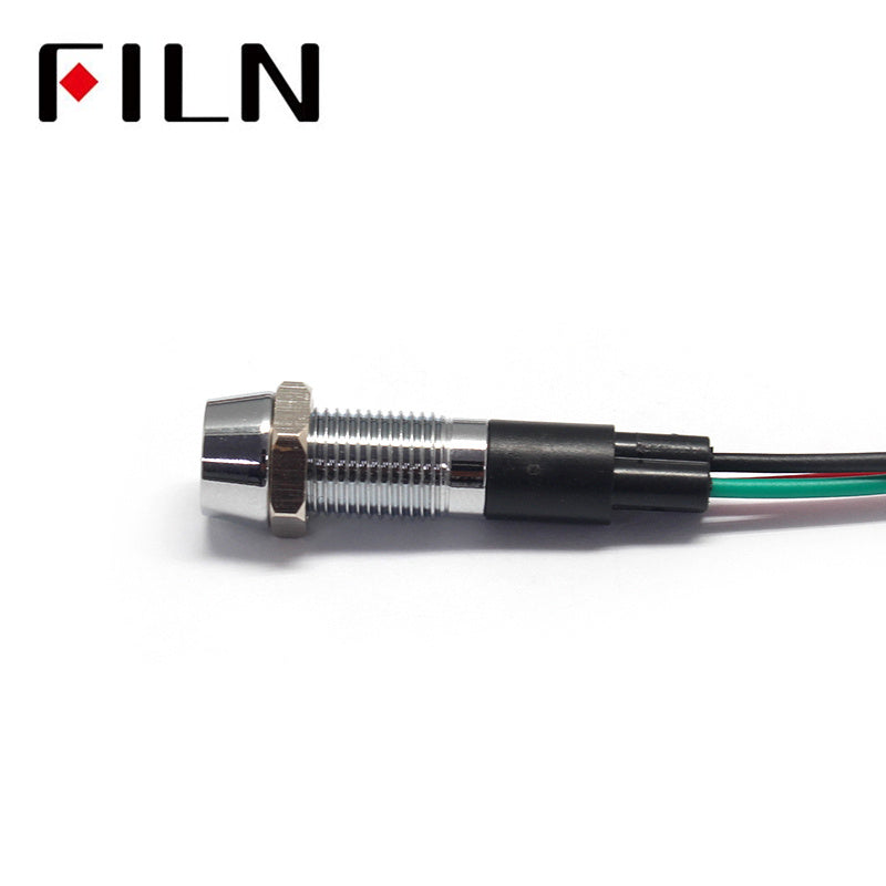 12V Double Color 8mm LED FILN Indicator Light Lamp With Wire Size