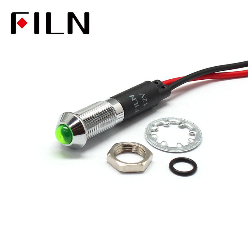 8mm LED Metal 110V Yellow Indicator Light Details