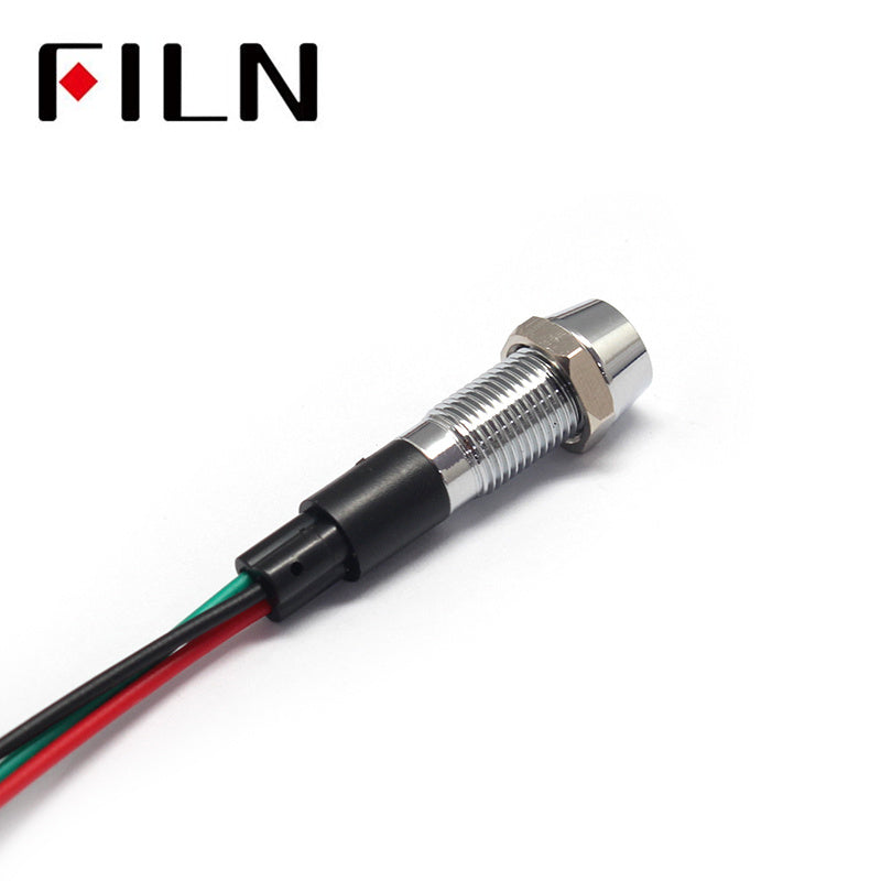 12V Double Color 8mm LED FILN Indicator Light Lamp With Wire Back