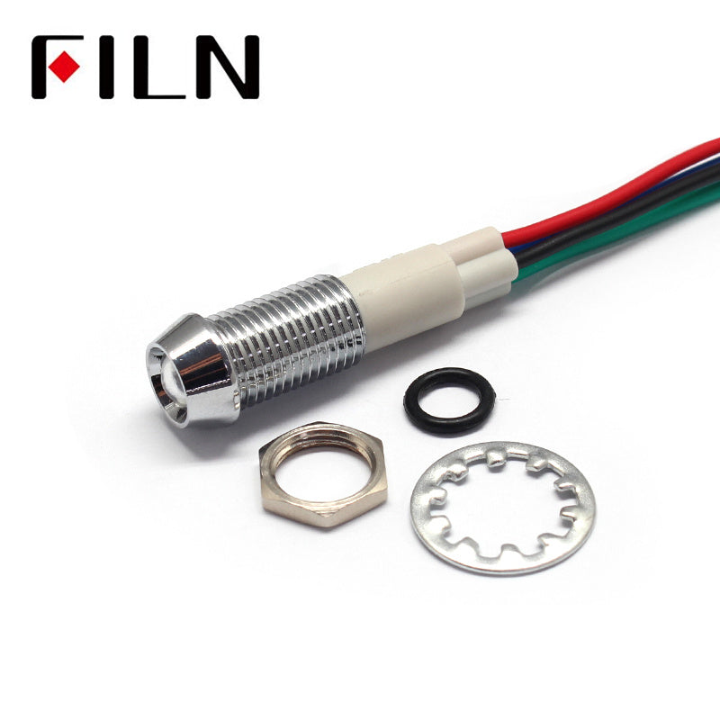 10MM Three Colors Metal Signal Indicator Light With a Wire Components