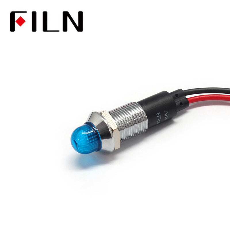 12MM metal Audio equipment 220v white indicator light Blue