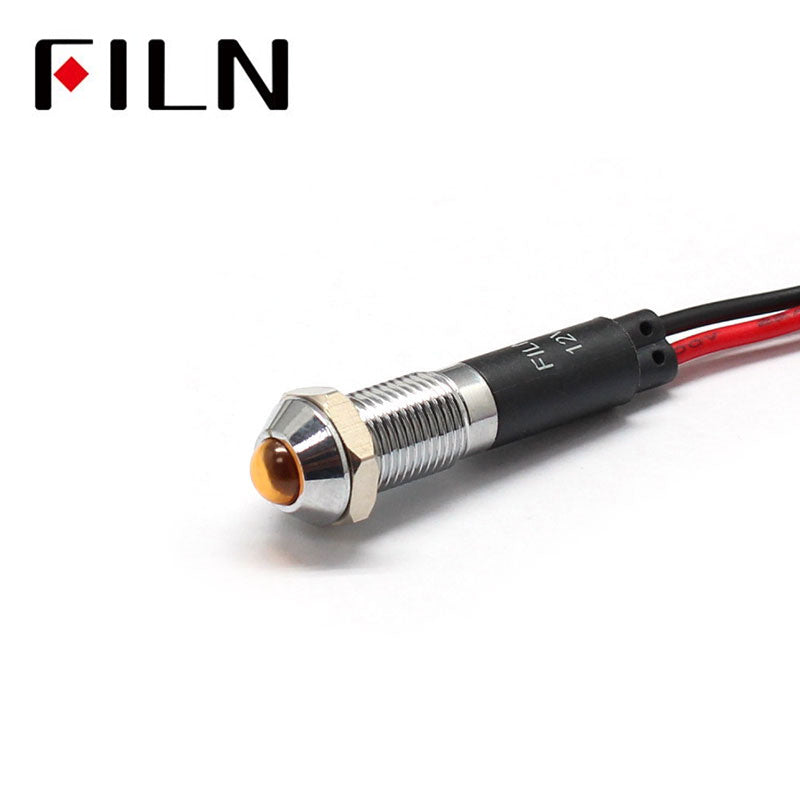 8mm LED Metal 110V Yellow Indicator Light Amber