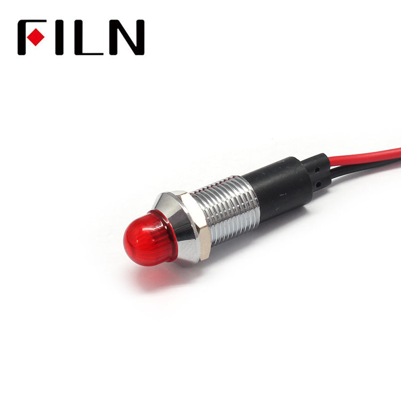 12MM metal Audio equipment 220v white indicator light Red