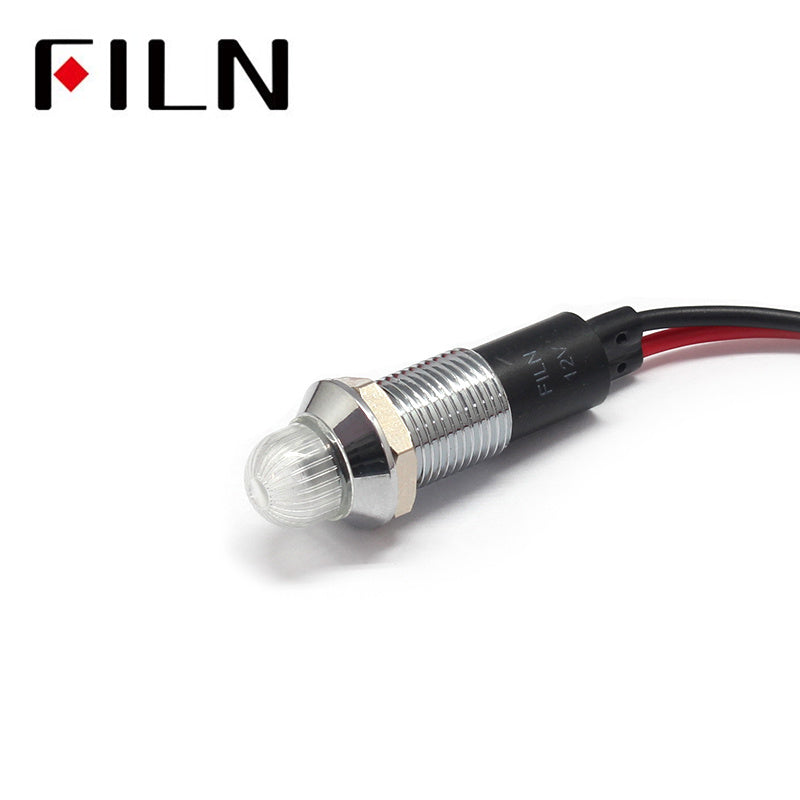 12MM metal Audio equipment 220v white indicator light White