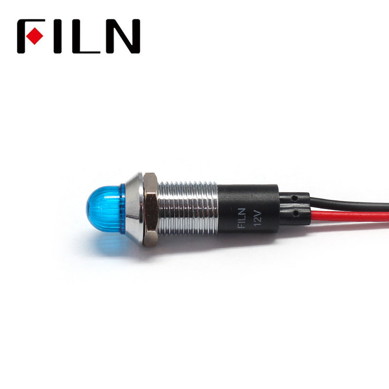 12MM metal Audio equipment 220v white indicator light Blue