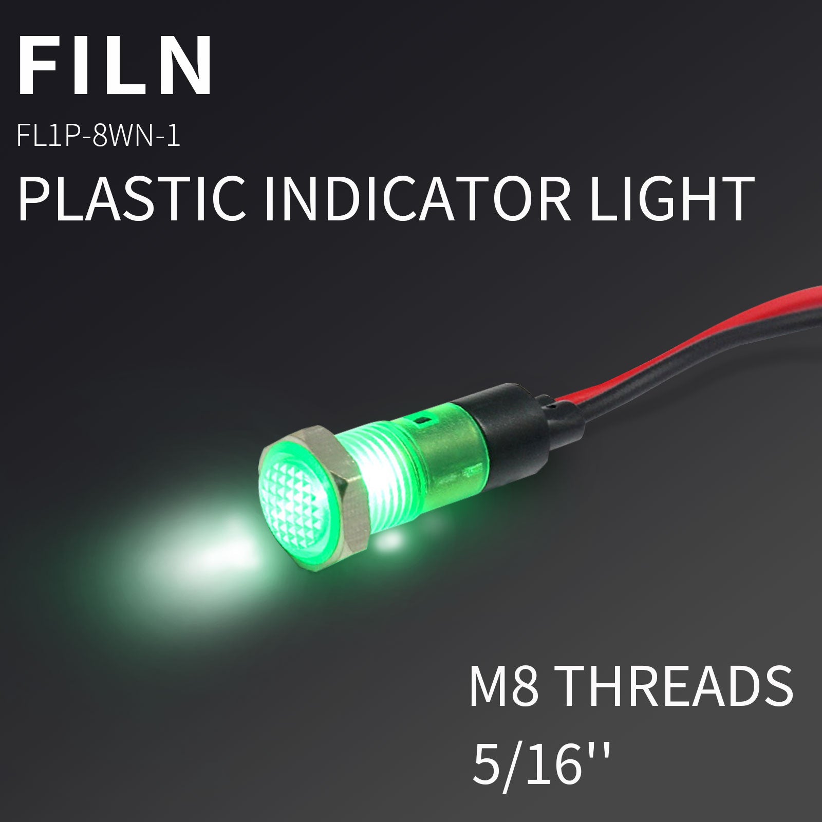 8MM 12V Clip-on LED Plastic White Indicator Light