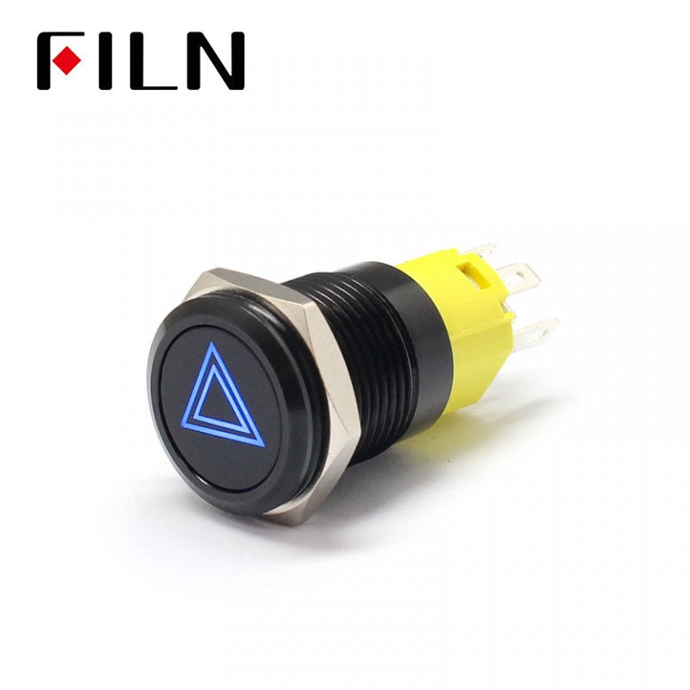 16mm 12V Automotive Push Button Switch With Light Hazard warning flashing light