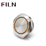 40MM 8PIN IP67 Metal Ring Push Button Switch With Light Amber