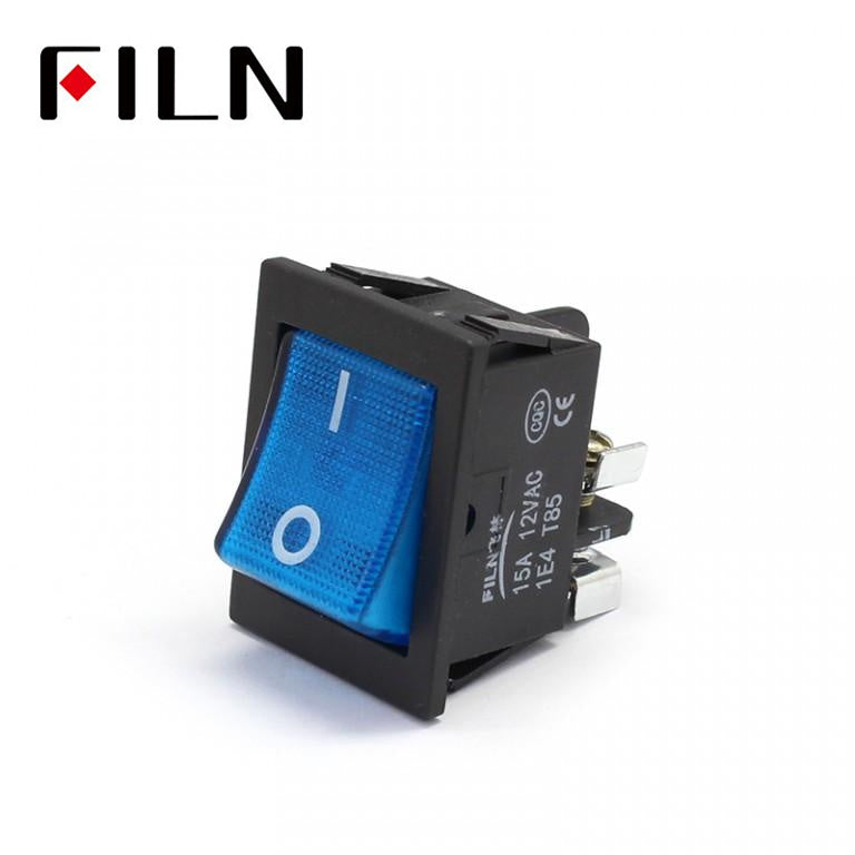 FILN 12V 250V Bule LED Screw Feet KCD4 Boat Rocker Switch