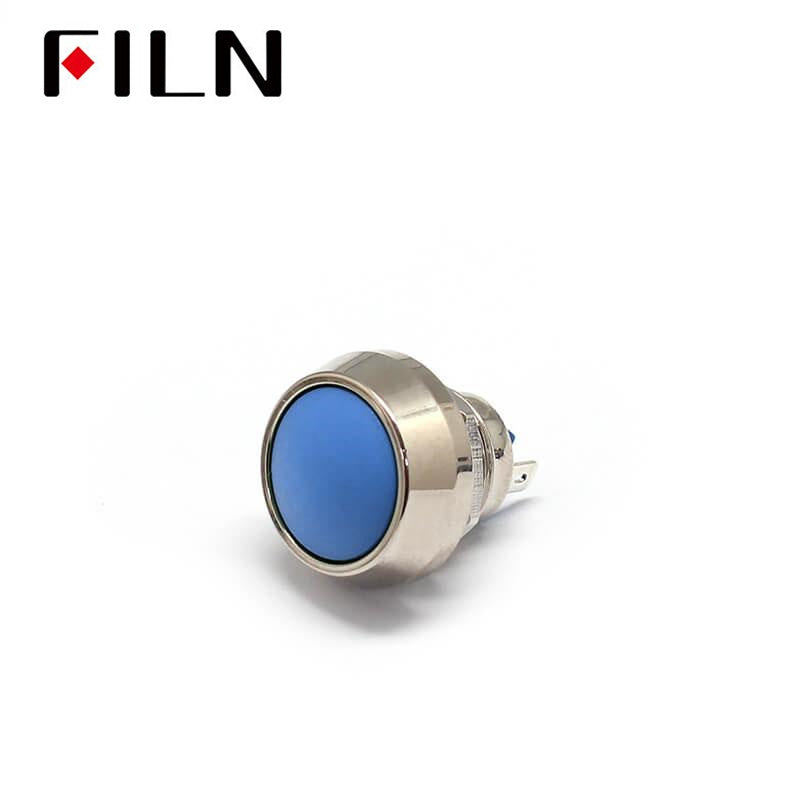 12MM Momentary Metal Round Vandal Resistant Push Button Switches Blue