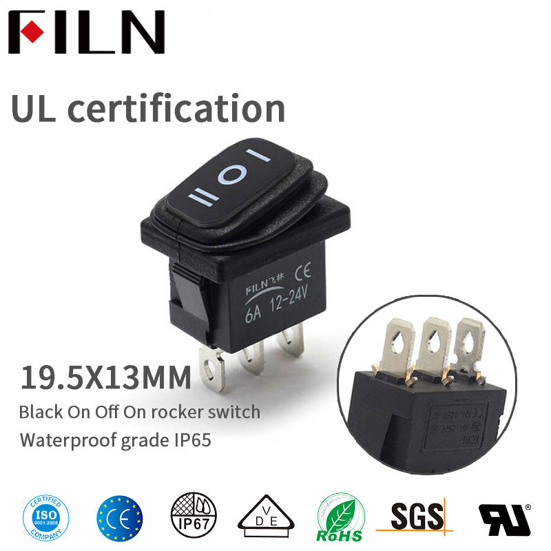 FILN Double Rocker Switch 3pin ON-OFF-ON 6A 240V No lights