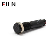 FILN Black Bezel FL1M 8mm 12V LED Metal Indicator Dashboard Light with Symbol Engine failure Signal symbol indicator