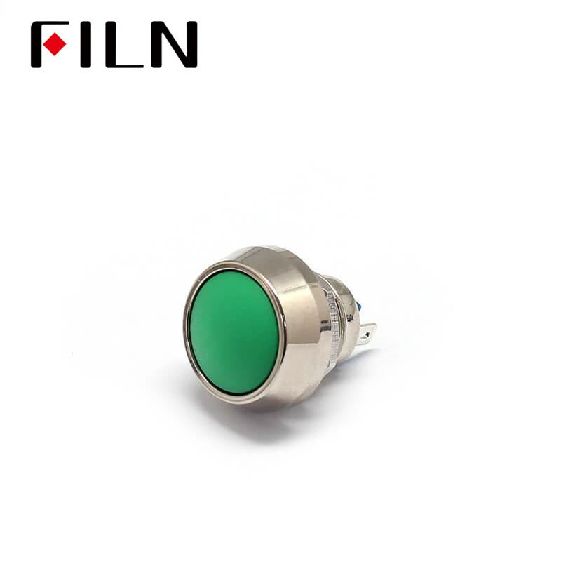 12MM Momentary Metal Round Vandal Resistant Push Button Switches Green