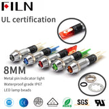 FILN 8mm 12v 24v 120v 220v LED Indicator Light