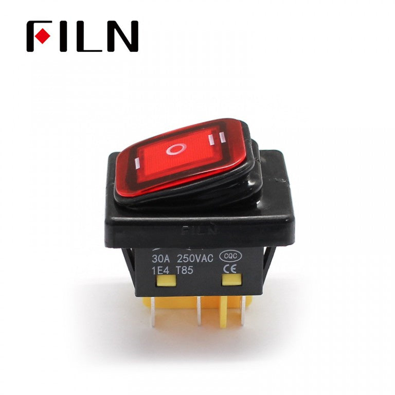 FILN KCD4 250V on-off-on 6Pin Waterproof LED Rocker Switch Front