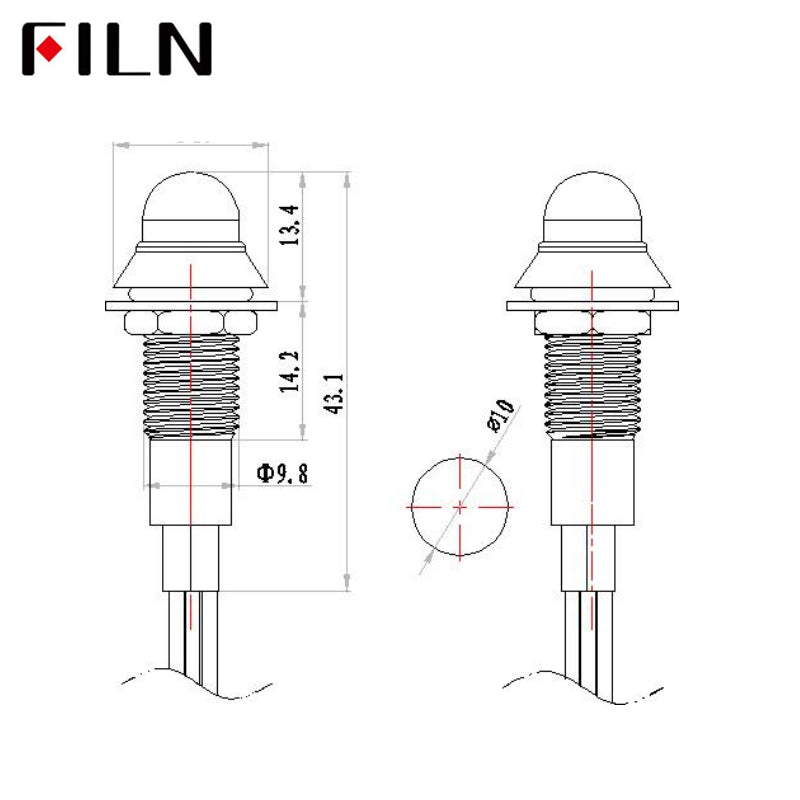 10mm 220V Red-Green Double color LED Metal Indicator Light