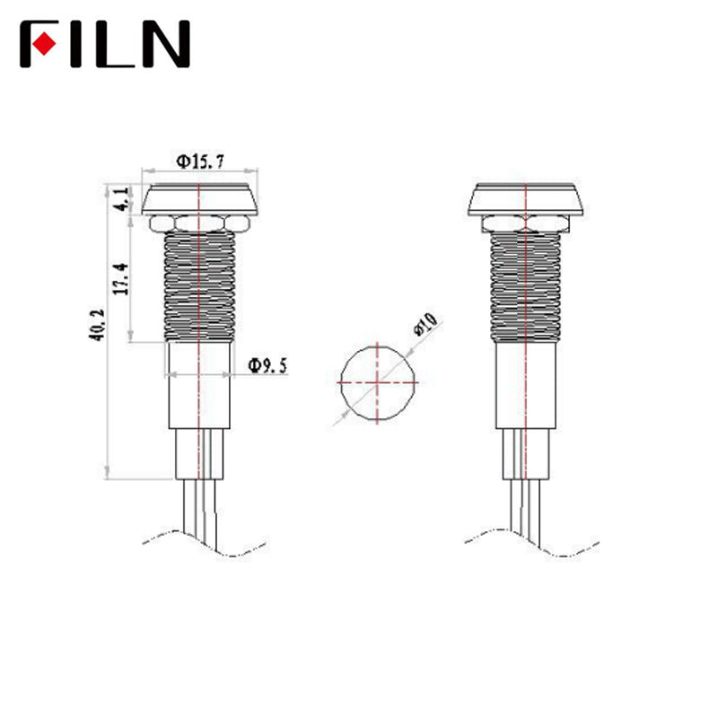 10mm 36v led plastic indicator light with wire