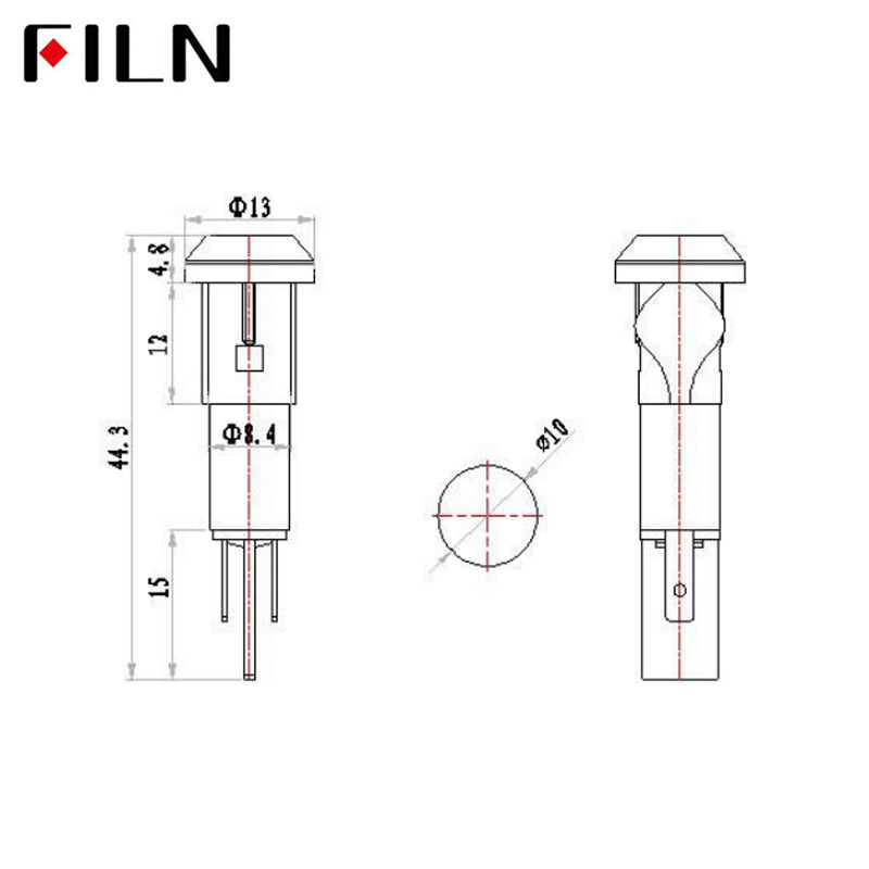 10mm 380v neon bulb ip67 singal plastic indicator light