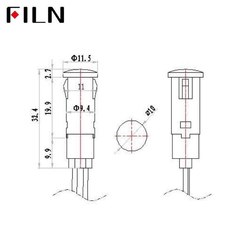 10mm 220v water heater plastic indicator light