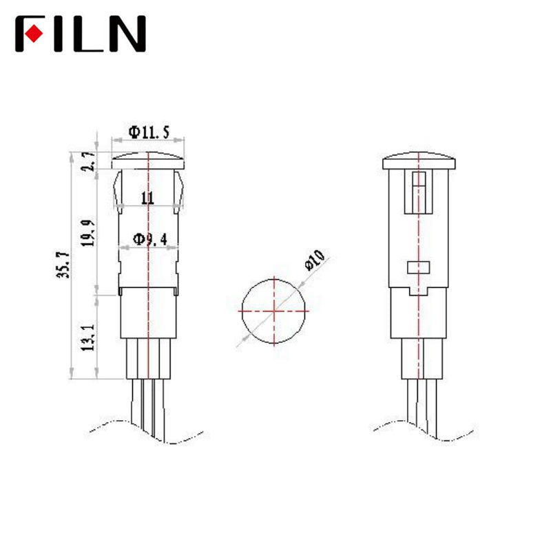 10mm red green two colors 12v led plastic indicator light