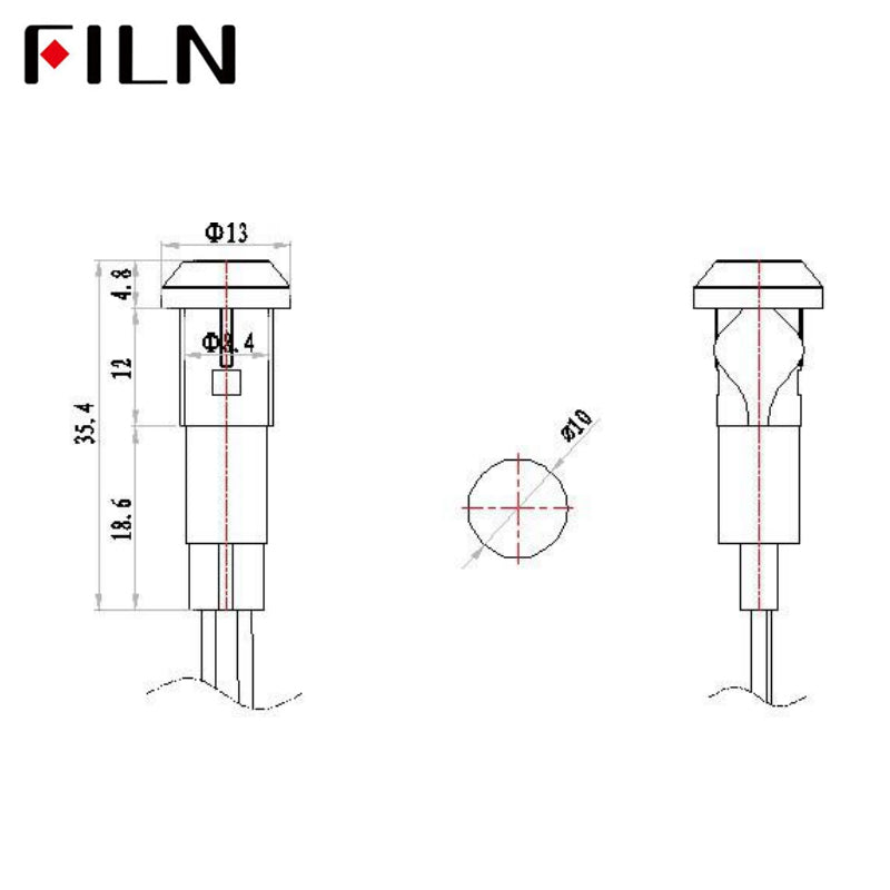 10mm 220v coffee machine plastic indicator light lamp