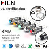 FLIN IP67 8mm waterproof 240v power pilot Indicator Light 220v