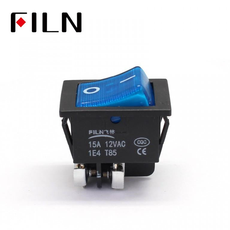 FILN 12V 250V Bule LED Screw Feet KCD4 Boat Rocker Switch