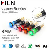 FILN 8mm plastic Indicator light 12v 24v 110v 220v LED indicator lamp pilot light