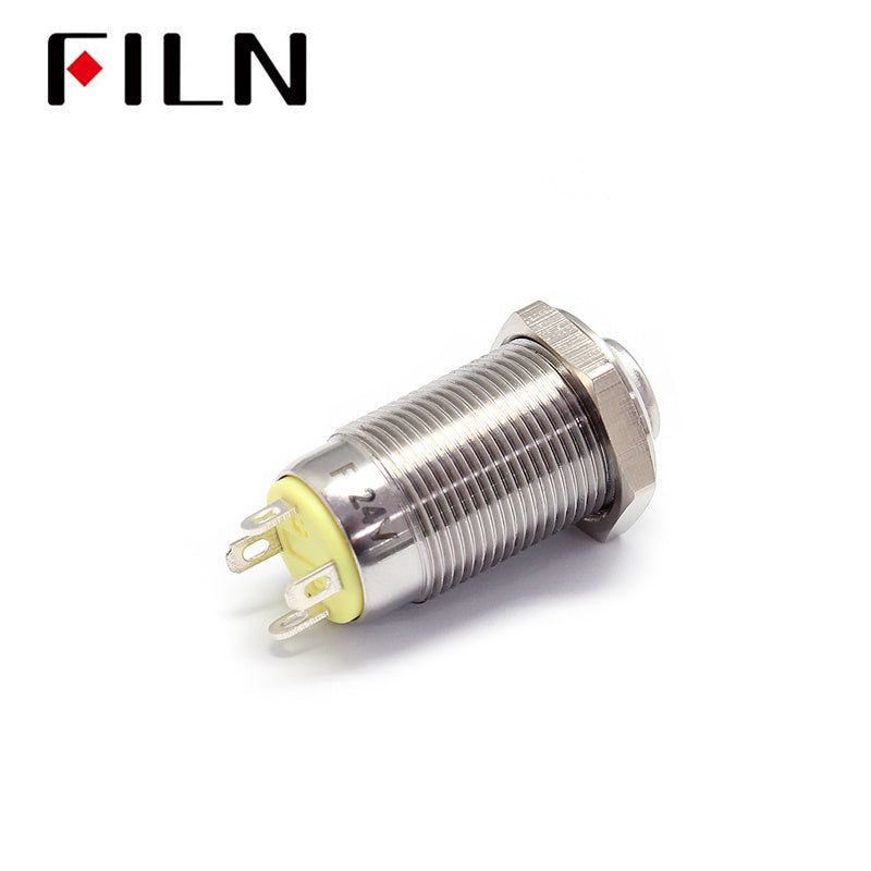 12MM 4PIN Yellow Illuminated Latching Push Button Switch Back