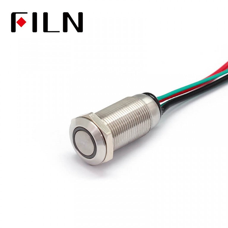 12MM Waterproof Mini LED Illuminated Push Button Switch With Wire