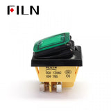 220V 15A Green LED Screw Feet 4PIN Illuminated Rocker Switch Green