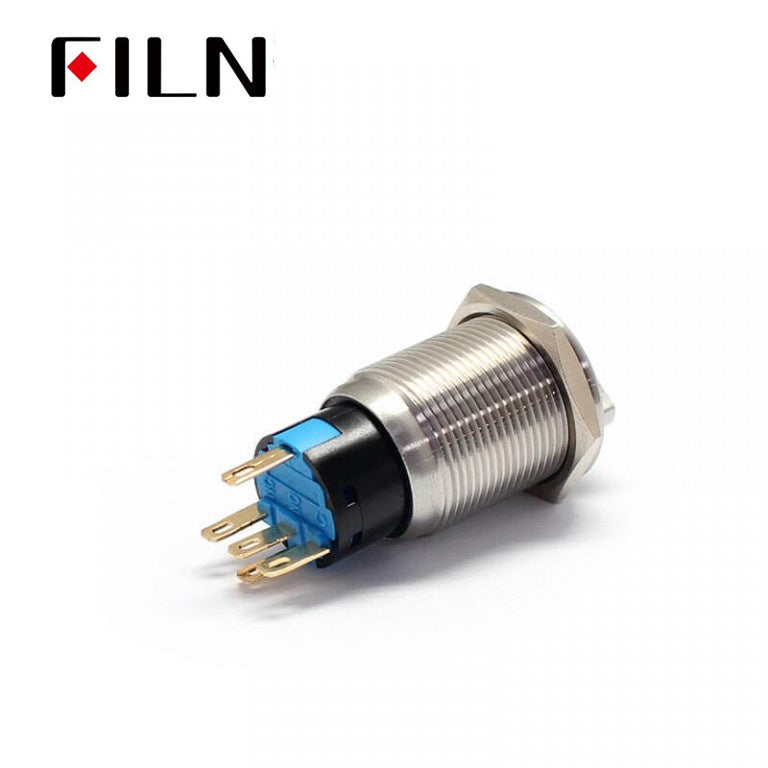 19mm 3 Way  Push Button Switch Metal Rotary Latching Illuminated On Sale