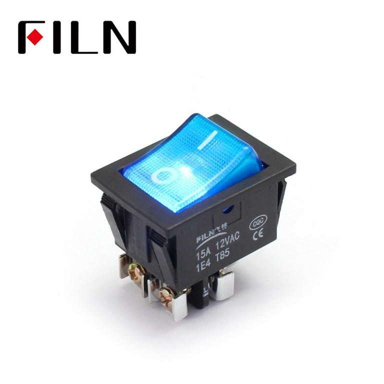 FILN 12V 250V Bule LED Screw Feet KCD4 Boat Rocker Switch